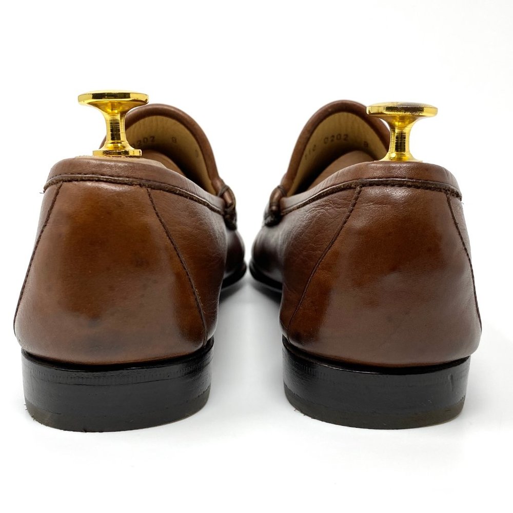 GUCCI Brown Leather Gold Bit Luxury Loafer - Picture 4 of 12